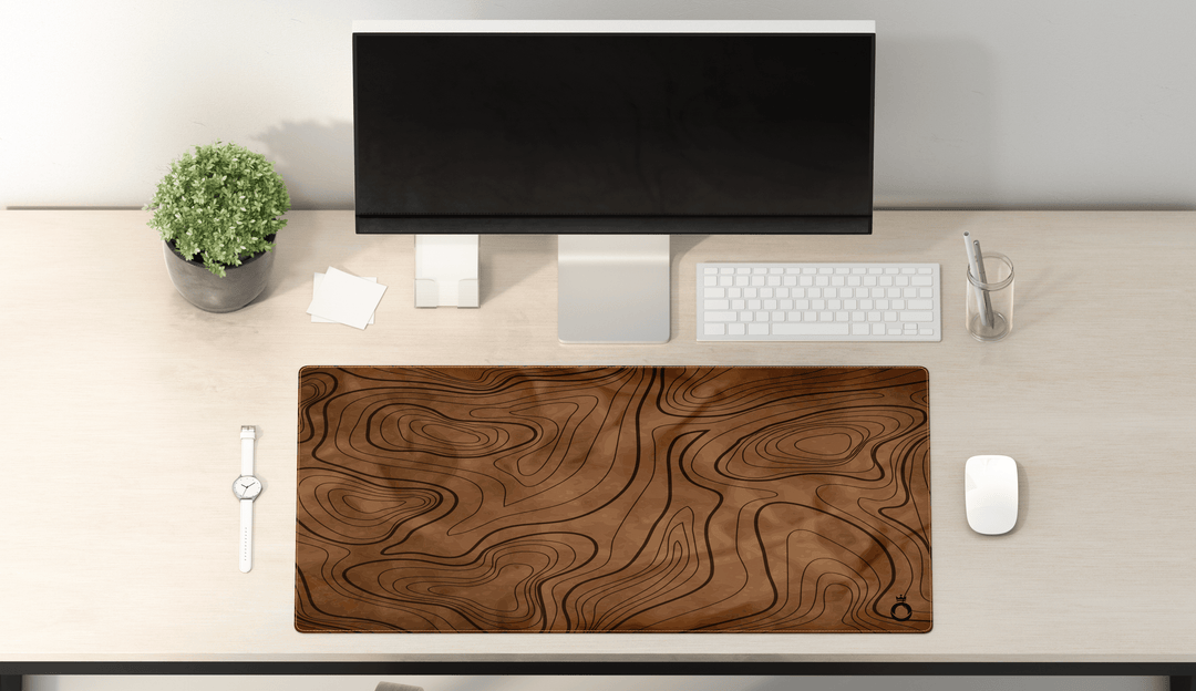 Brown Black lines Topographic DESK PAD 70x30 cm