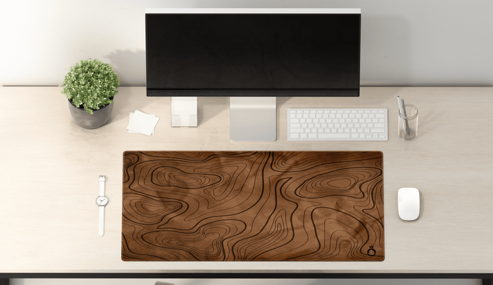Brown Black lines Topographic DESK PAD 70x30 cm