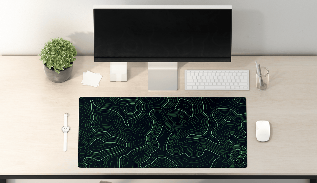 Green lines Topographic DESK PAD