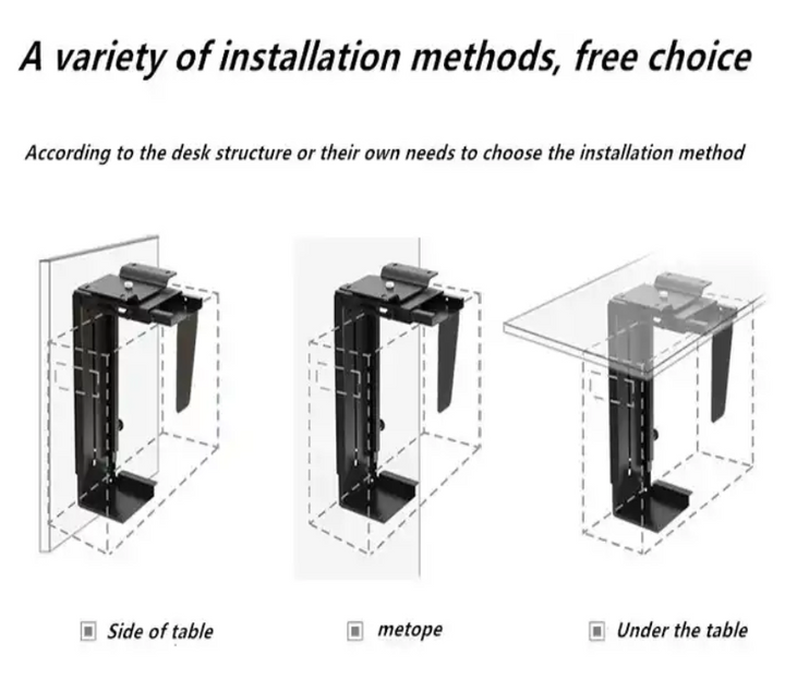 Support CPU réglable sous le bureau avec piste coulissante OPE-142