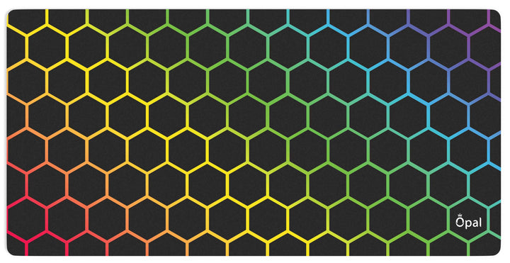Black RGB hexagons DESK PAD