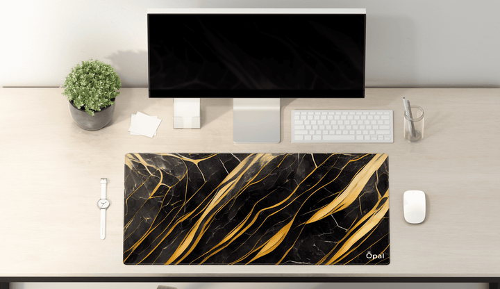 GOLD & BLACK MARBLE DESK PAD