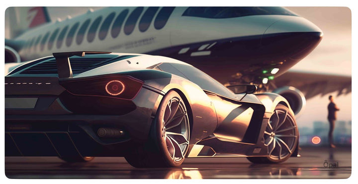 PRIVATE JET AND LUXURY CAR DESK PAD 70x30 cm