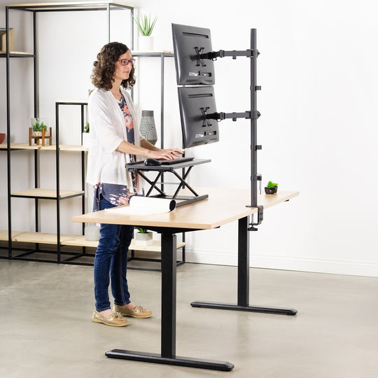 Support de bureau extra haut pour deux moniteurs verticaux OPE-73