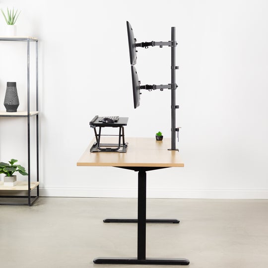 Support de bureau extra haut pour deux moniteurs verticaux OPE-73