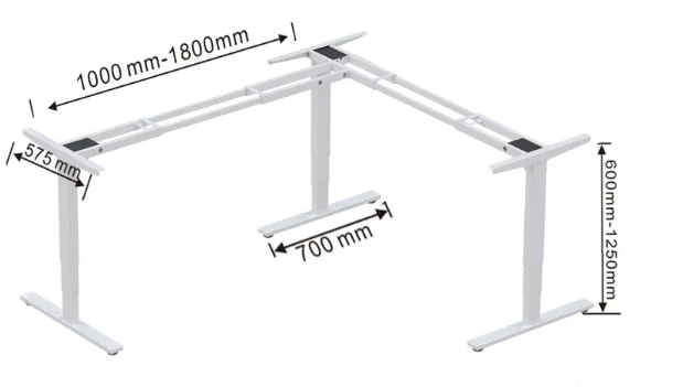 Châssis de Bureau Assis Debout en L OPE3M3S-L (3 moteurs)
