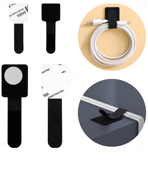 10-Piece Self-Adhesive Cable Organizer Straps - Opal-mobilier de bureau casablanca