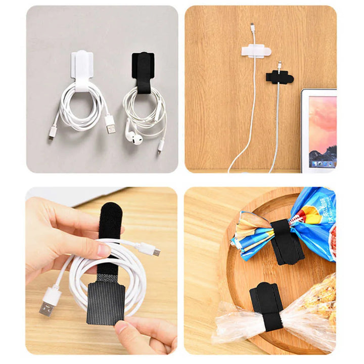 10-Piece Self-Adhesive Cable Organizer Straps - Opal-mobilier de bureau casablanca