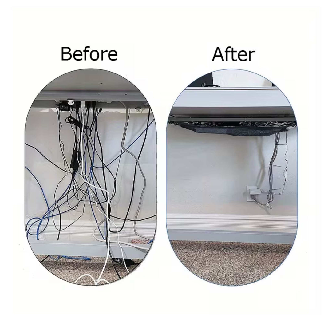 Filet de gestion des câbles sous bureau