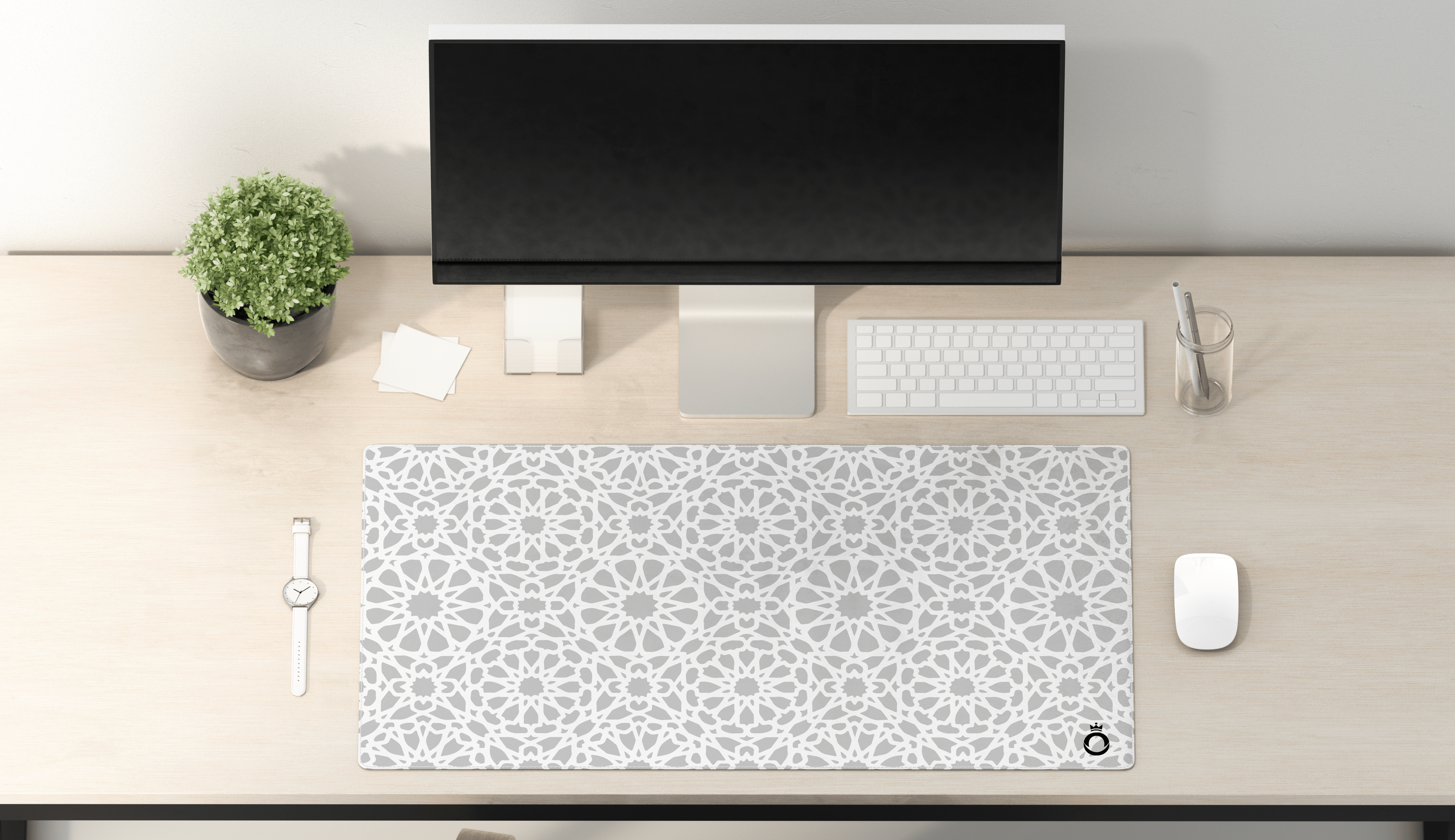Islamic grey and white pattern DESK PAD