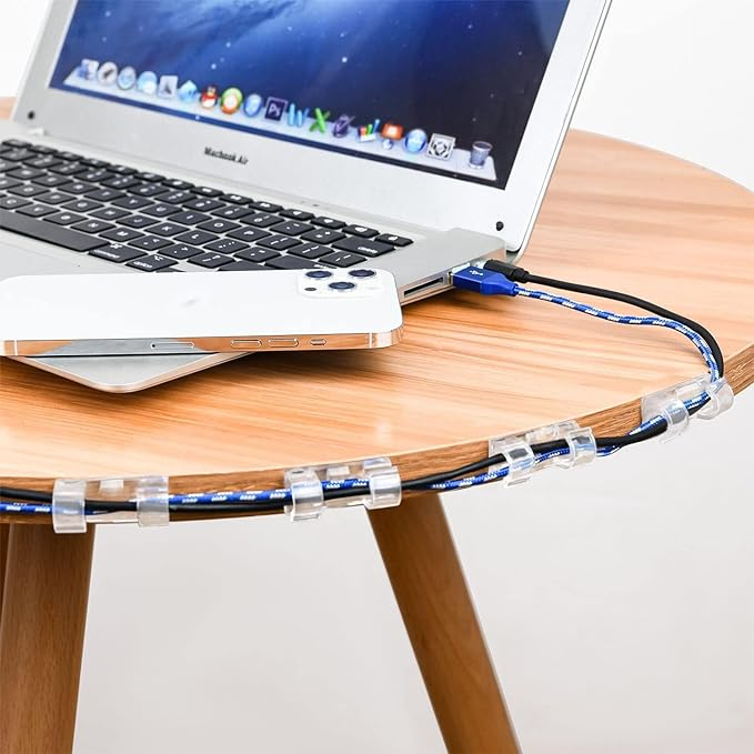 5-Piece Plastic Holder Clips with Strong Adhesive - Opal-mobilier de bureau casablanca