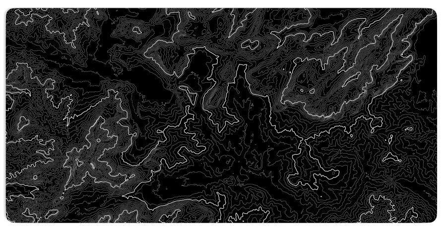 Topographic Black & White Monochrome DESK PAD