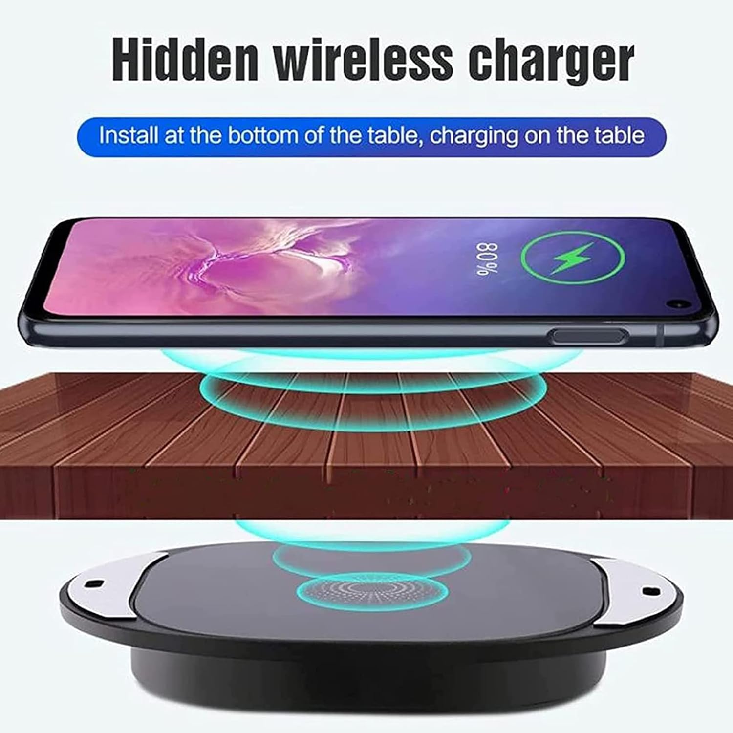 Hidden Wireless Charger for desk