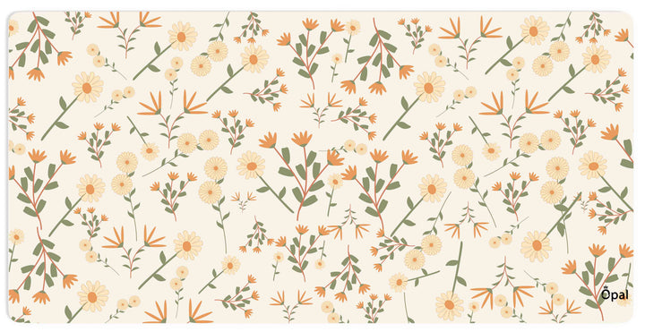 Beige and Green Modern Aesthetic Flower DESK PAD - Opal-mobilier de bureau casablanca
