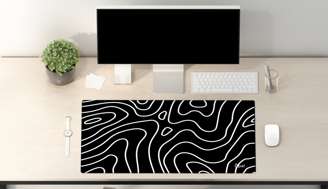 Black &amp; White Topolines DESK PAD - Opal-mobilier de bureau casablanca