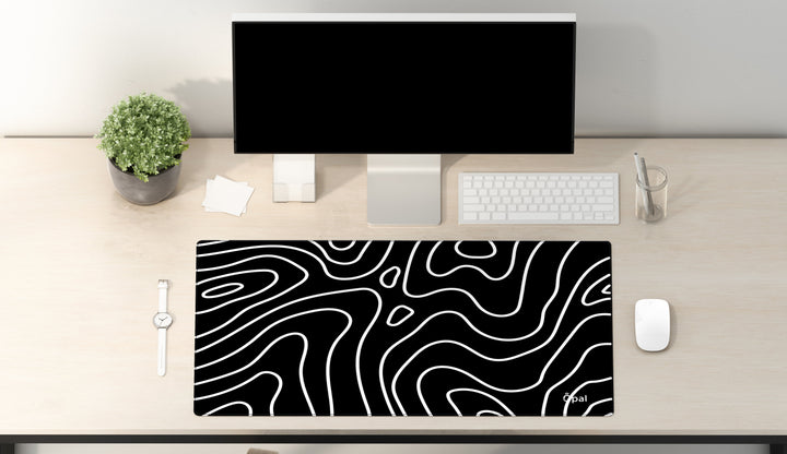 Black &amp; White Topolines DESK PAD - Opal-mobilier de bureau casablanca