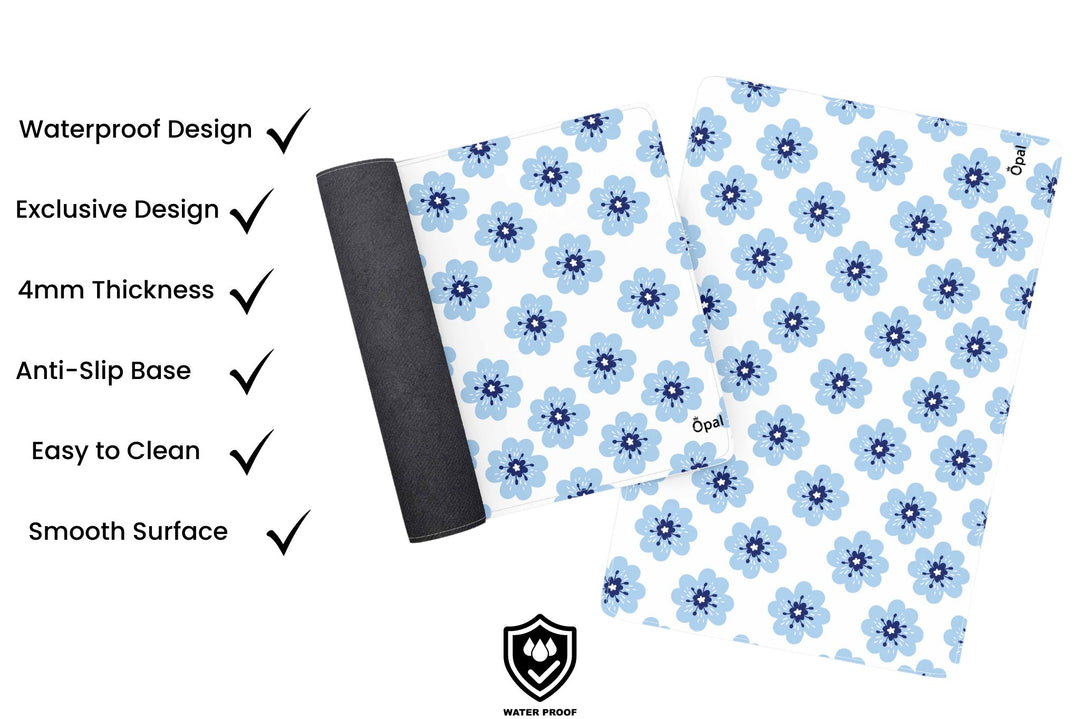 The blue flower DESK PAD XL -WATERPROOF 90x40 cm