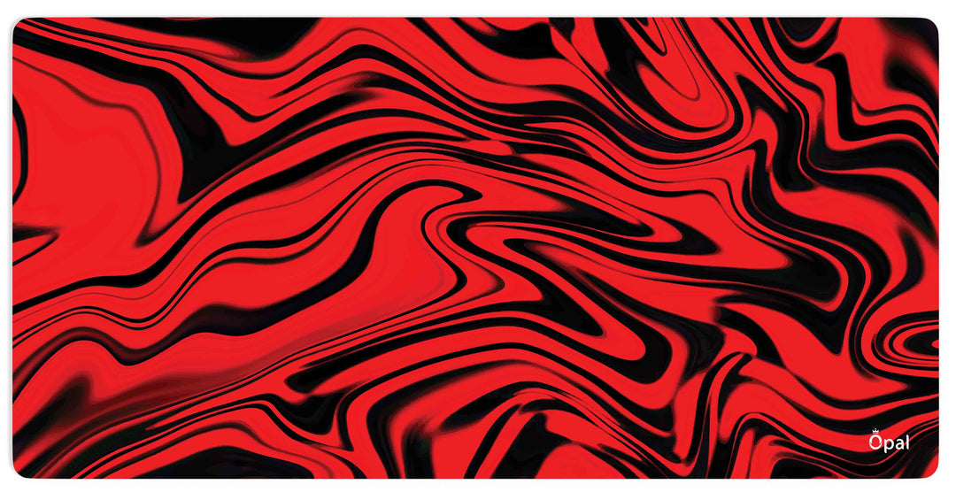 Red and Black Liquid marble  DESK PAD -WATERPROOF