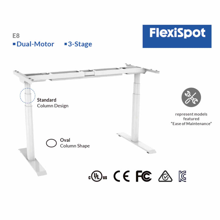 FlexiSpot E8 –Bureau assis debout électrique à pieds ovales - Opal-mobilier de bureau casablanca