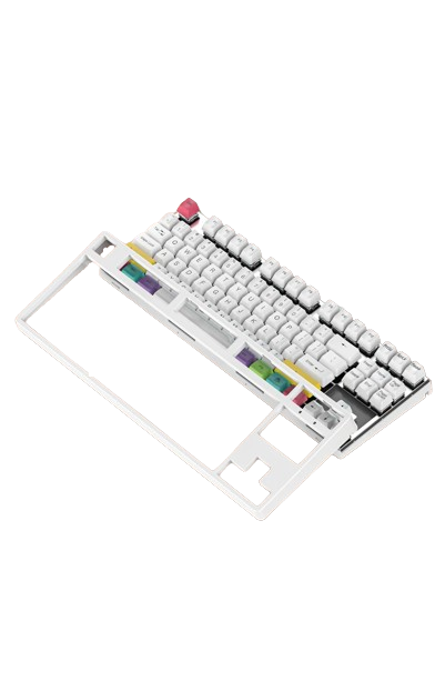 White and Cyan 87 keys Mechanical Keyboard- Tri Mode