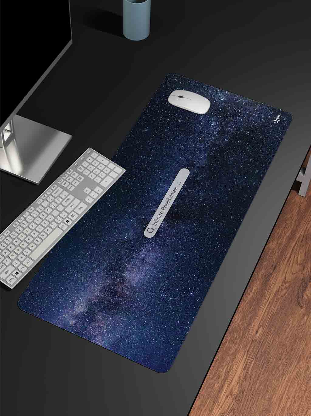 Dark Blue & White Night Sky Stars Search Motivational  DESK PAD -WATERPROOF