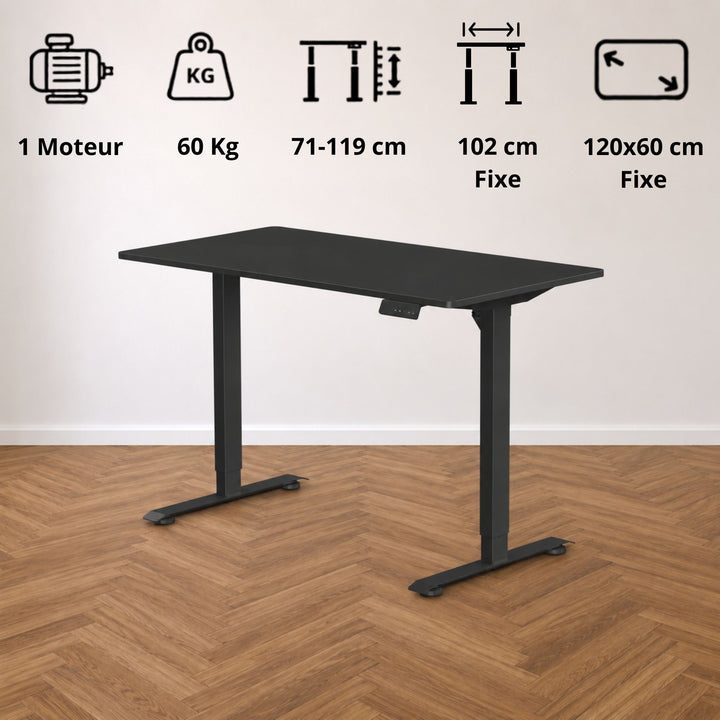OPAL MOVE – Bureau Assis-Debout Électrique 120x60 cm