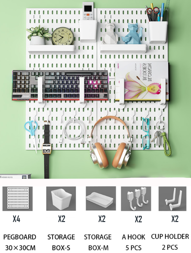 PEGBOARD COMBINATION 60*60 WHITE/BLACK - Opal-mobilier de bureau casablanca