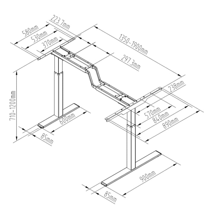 FlexiSpot E1L – Châssis de Bureau Assis-Debout en L