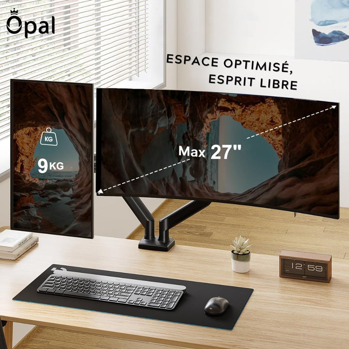 Support Double Moniteur OPE-5C à Ressort à Gaz - Opal-mobilier de bureau casablanca