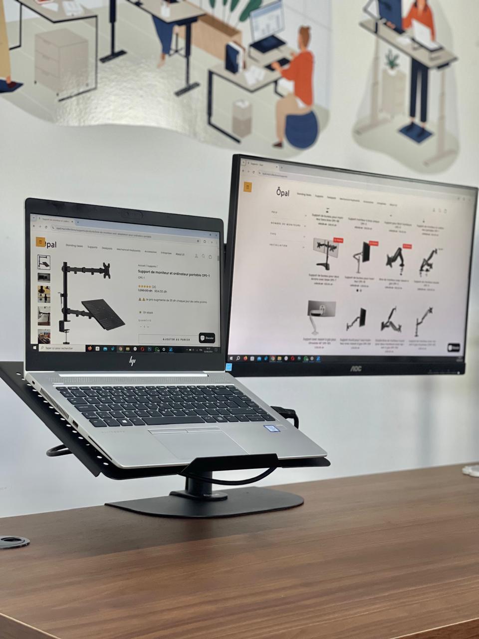 Support de moniteur et ordinateur portable OPE-1 - Opal-mobilier de bureau casablanca