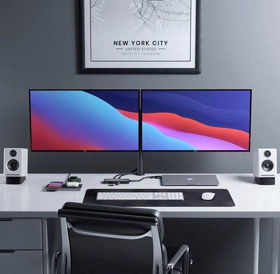 Support pour DEUX moniteurs OPE-6 - Opal-mobilier de bureau casablanca