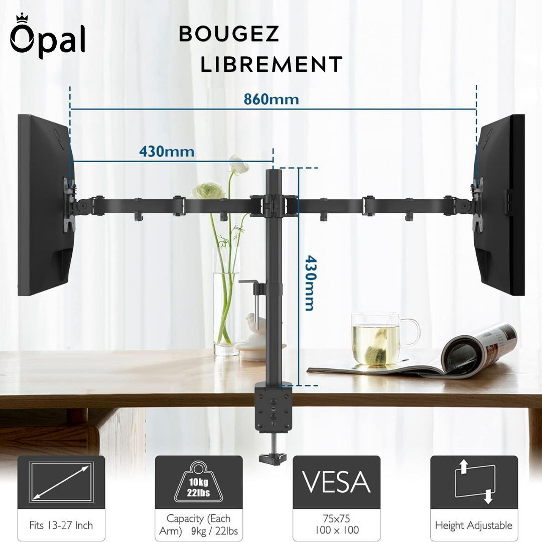 Support pour DEUX moniteurs OPE-6 - Opal-mobilier de bureau casablanca