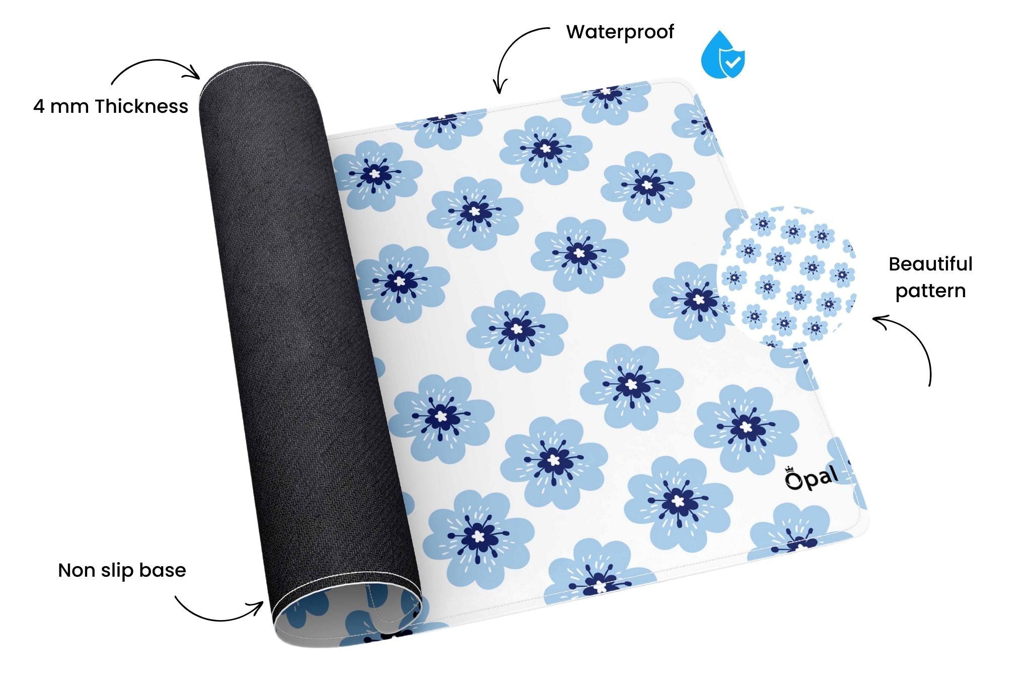 The blue flower DESK PAD -WATERPROOF