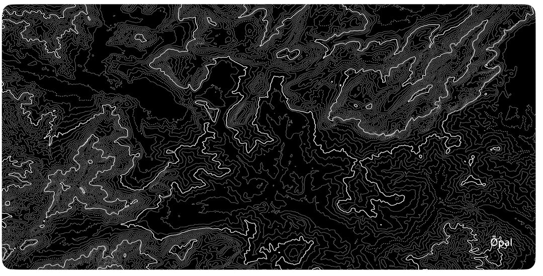 Topographic Black &amp; White Monochrome DESK PAD - Opal-mobilier de bureau casablanca