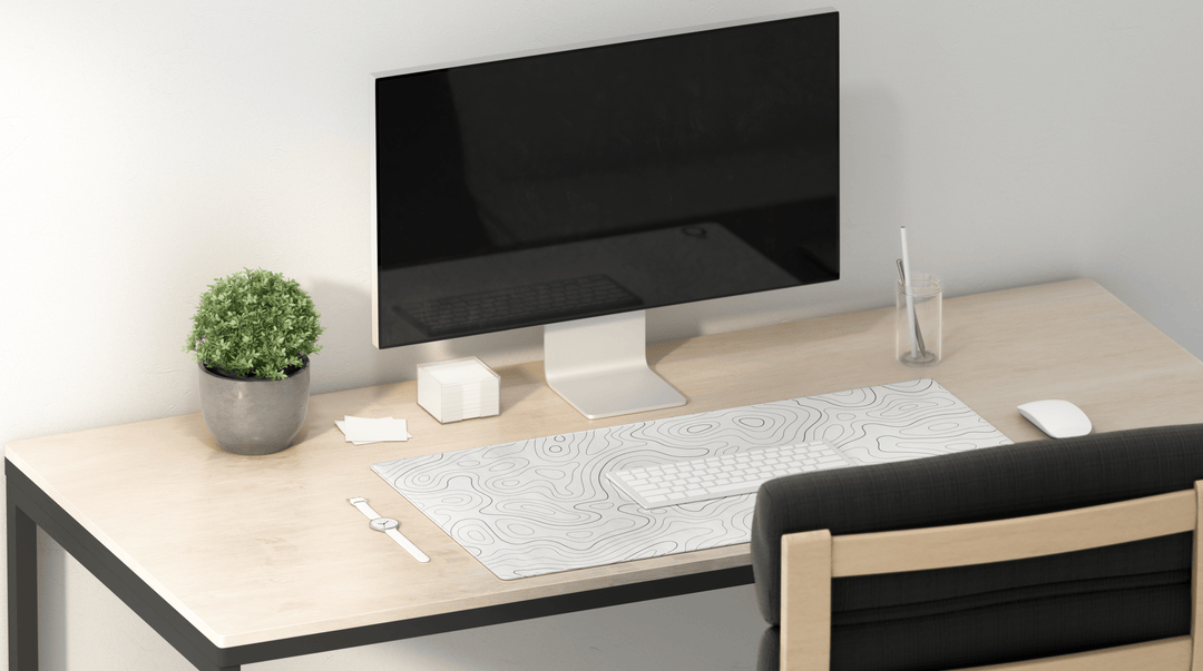 Topographic Dark Brown Shade lines with off white background DESK PAD - Opal-mobilier de bureau casablanca