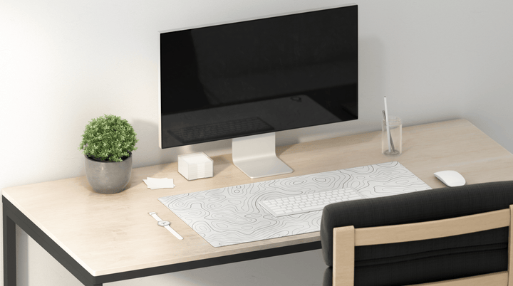 Topographic Dark Brown Shade lines with off white background DESK PAD - Opal-mobilier de bureau casablanca
