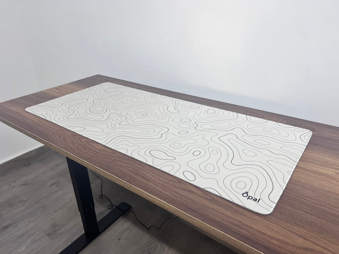 Topographic Dark Brown Shade lines with off white background DESK PAD - Opal-mobilier de bureau casablanca