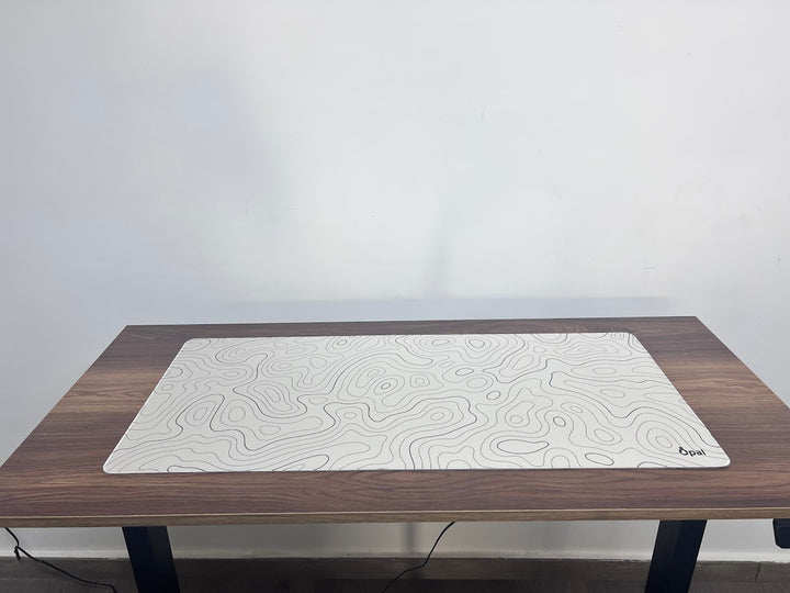 Topographic Dark Brown Shade lines with off white background DESK PAD - Opal-mobilier de bureau casablanca