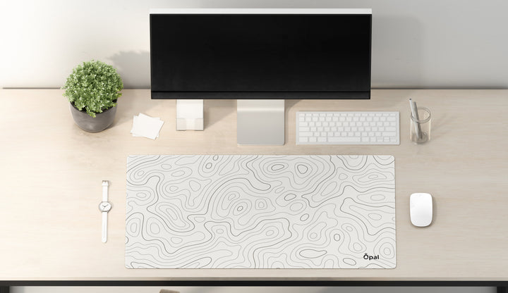 Topographic Dark Brown Shade lines with off white background DESK PAD - Opal-mobilier de bureau casablanca