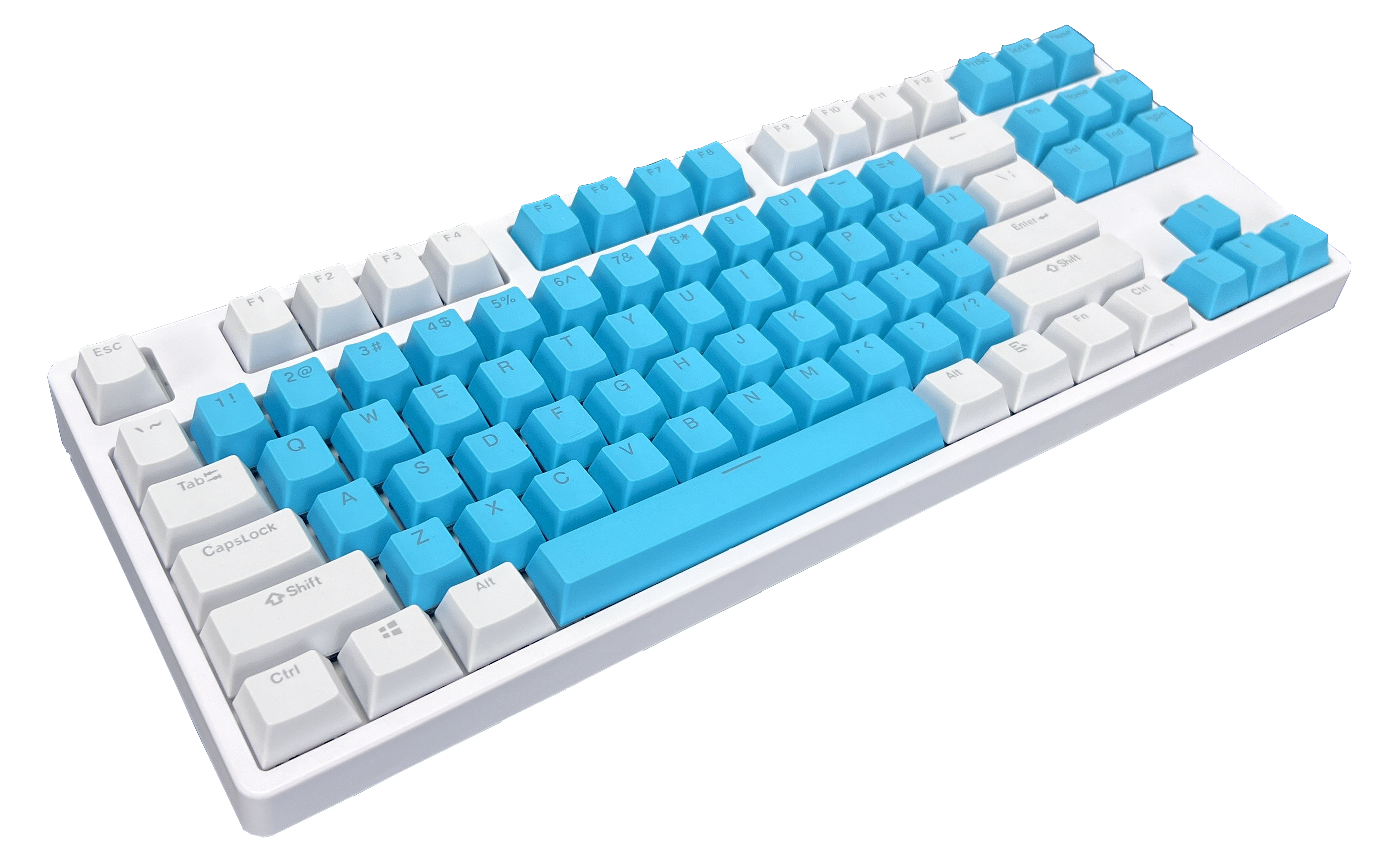 White and Cyan 87 keys Mechanical Keyboard- Tri Mode