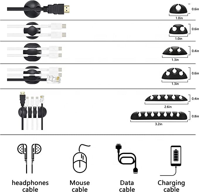 9-Piece Self-Adhesive Cable Organizer