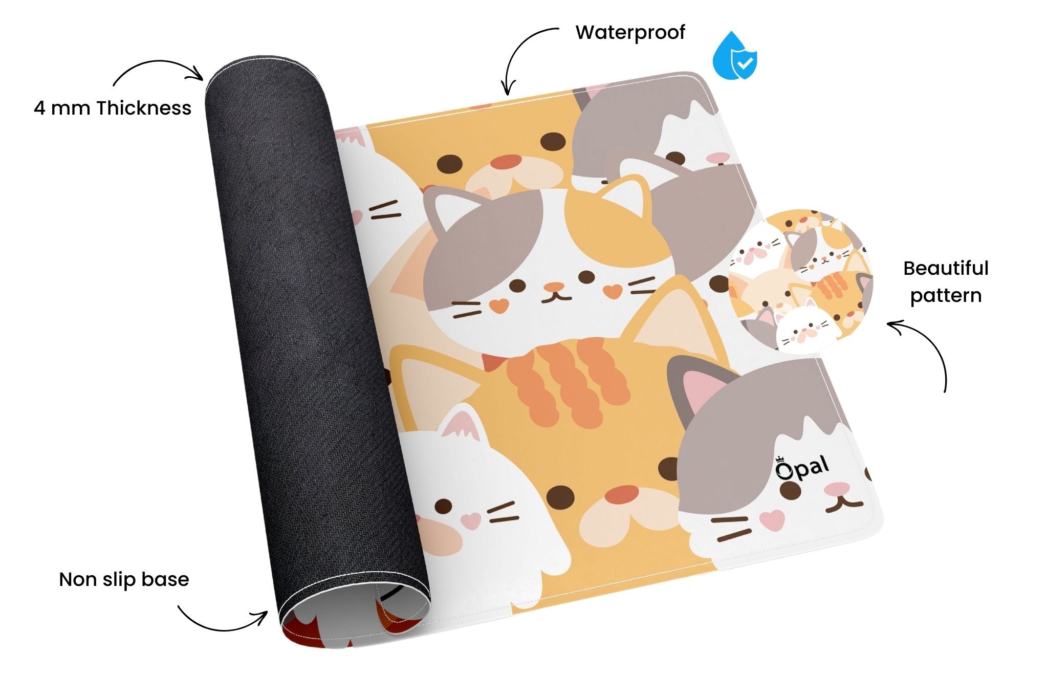 Colorful Cute Cats Illustration  DESK PAD -WATERPROOF 80x30 cm