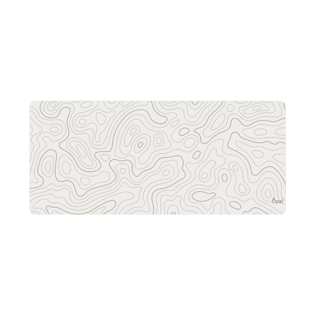 Topographic Dark Brown Shade lines with off white background DESK PAD