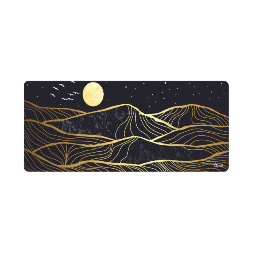 ABSTRACT MOUNTAIN ART WITH BLACK & GOLD DESK PAD