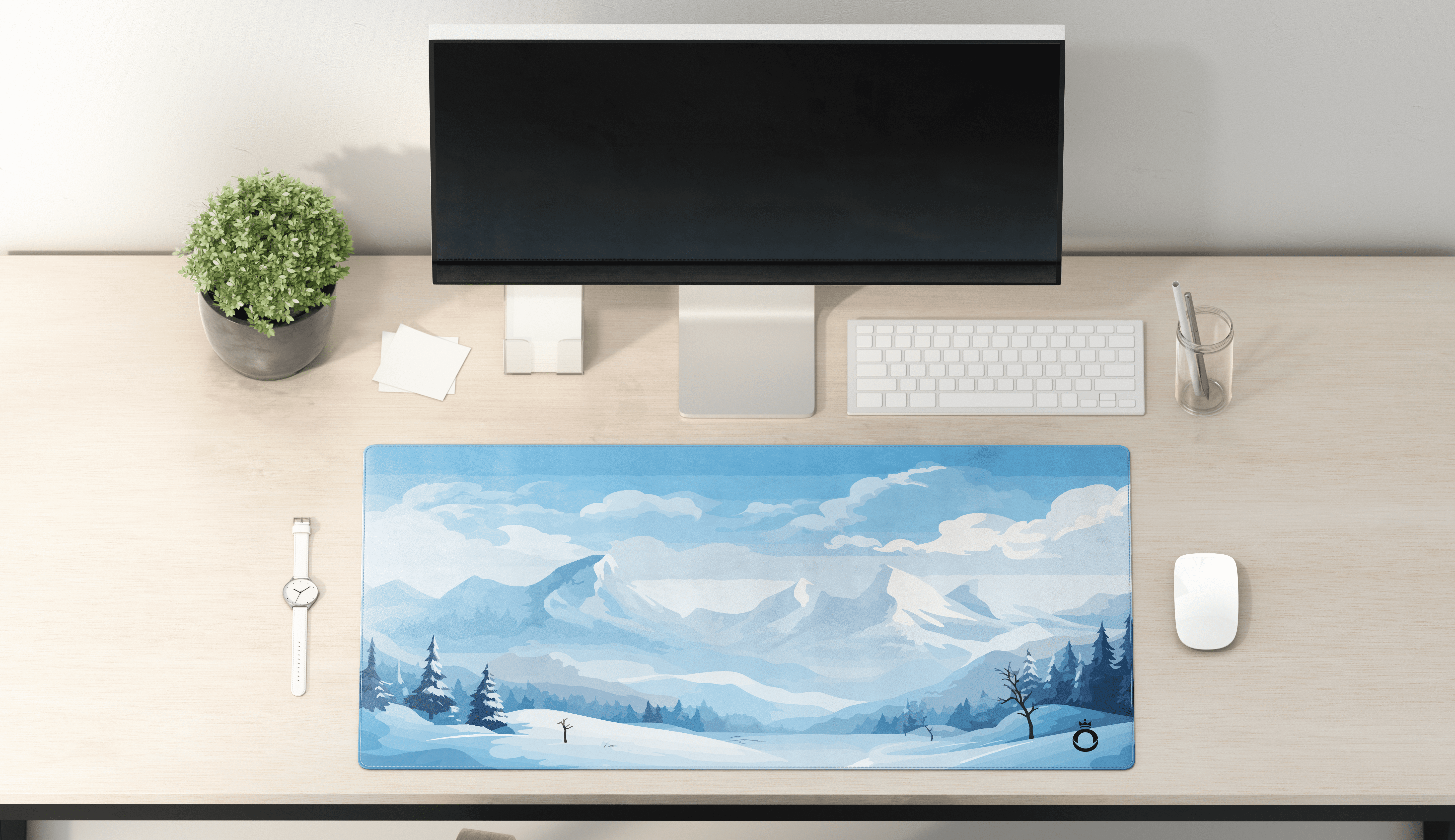 Snowy Cartoon Landscape DESK PAD