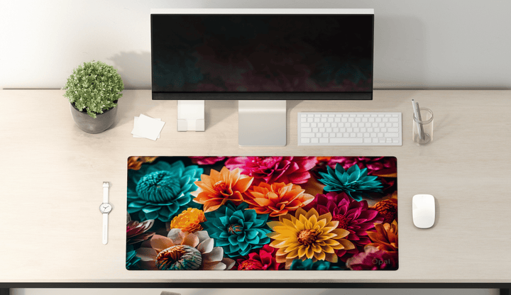VIBRANT CHRYSANTHEMUM BOUQUET DESK PAD