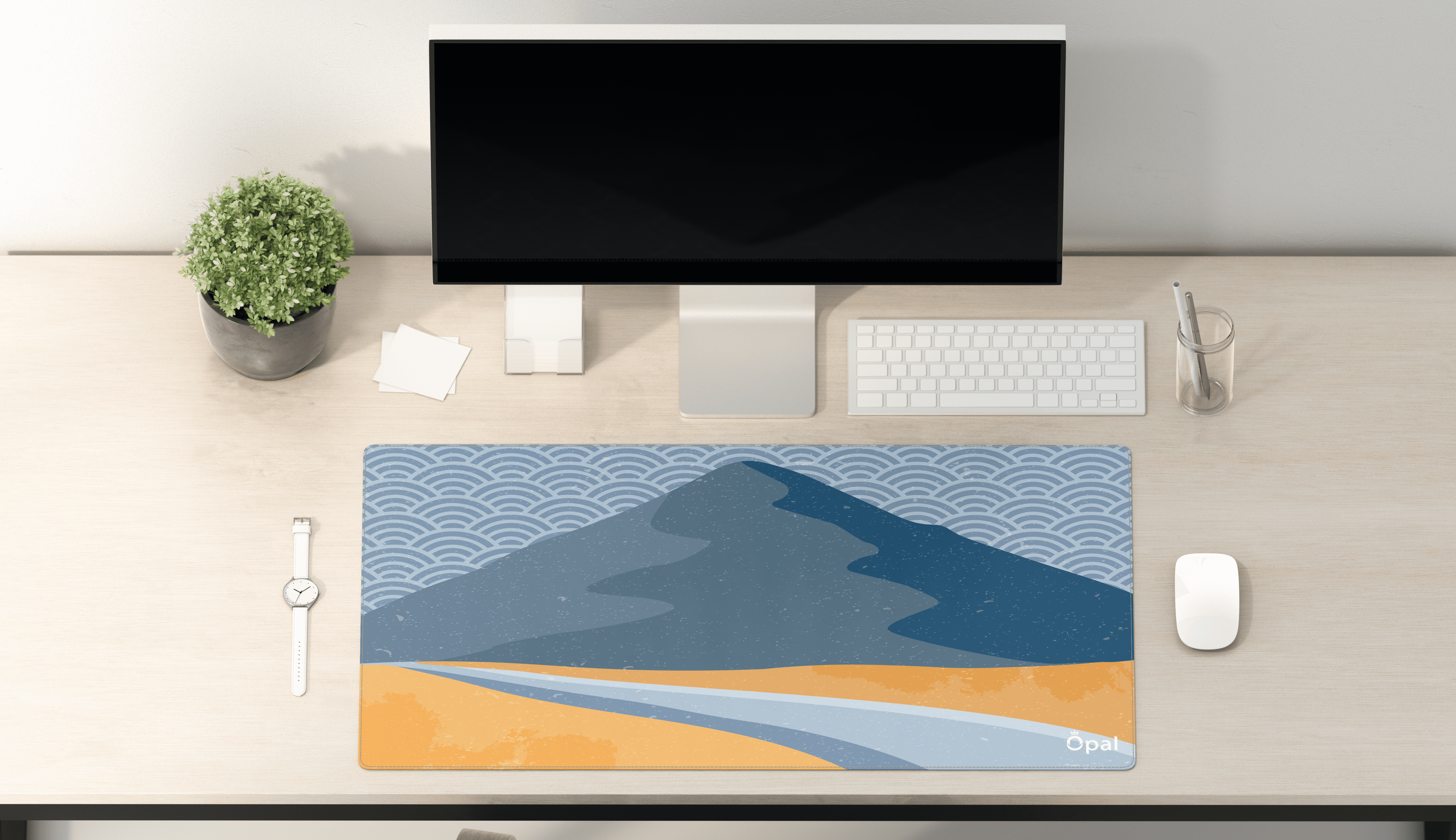 NATURAL MOUNTAIN LANDSCAPE WITH PATTERN  DESK PAD