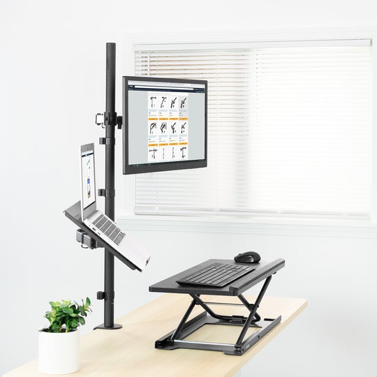 Support de bureau extra haut pour un seul moniteur et ordinateur portable OPE-4 - Opal-mobilier de bureau casablanca