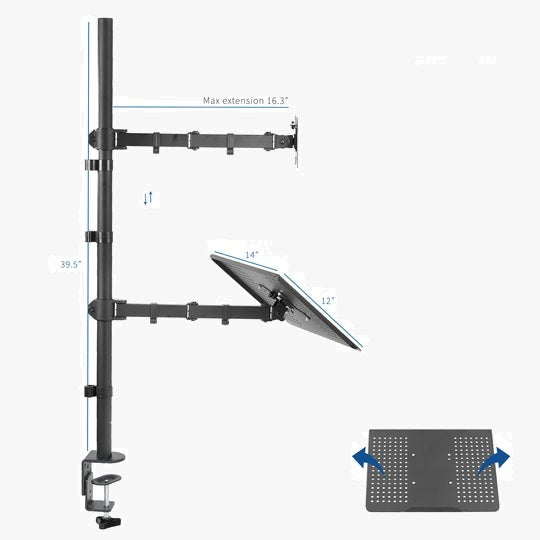 Support de bureau extra haut pour un seul moniteur et ordinateur portable OPE-4 - Opal-mobilier de bureau casablanca