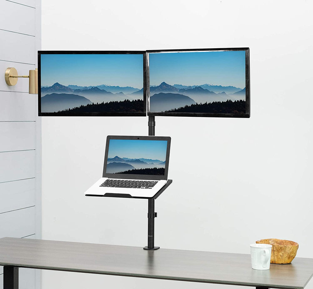 Support deux moniteurs et ordinateur portable OPE-45 - Opal-mobilier de bureau casablanca